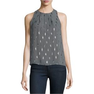 NWT Joie Kastra B Top Shirt Womens Small Gray Metallic Sleeveless Crew Neck NEW